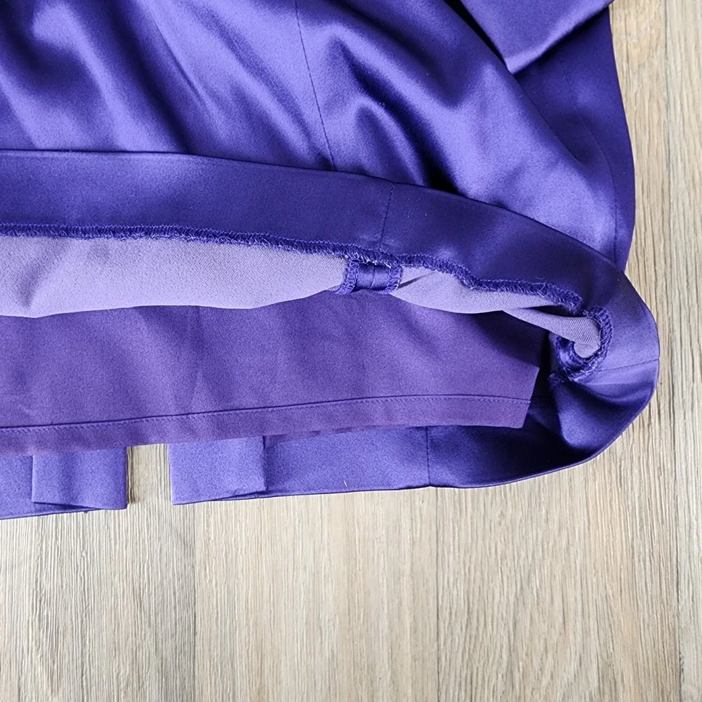 Donna Morgan Purple Satin Ruched Pleated Cocktail Dress DR125M Size 6 NEW